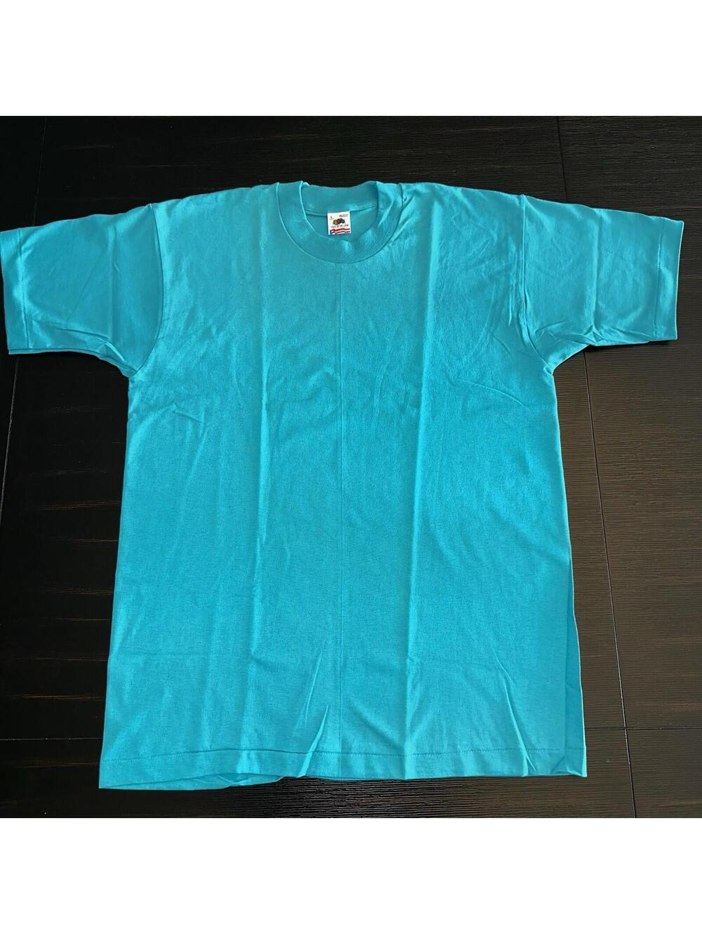 Vtg 80-90’s Fruit Of The Loom Size Large Turquoise Single Stitch T-Shirt NWOT